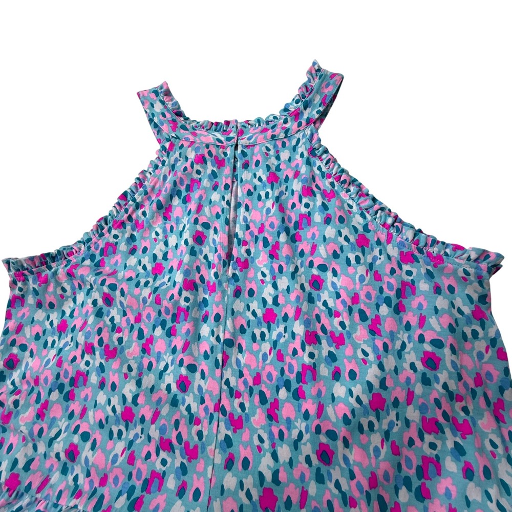 Lilly Pulitzer Tiered Ruffle Halter Dress Large Cotton Multicolor Animal Print - Picture 5 of 11